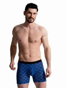 Мужские бесшовные удлиненные трусы-боксеры Oemen, MB064, рис. 064 ЧЕРНО-СИНИЕ